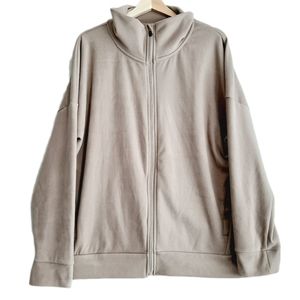 🍒 MONDETTA Light Fleece Jacket Full-zip Taupe PLUS Sz XXL